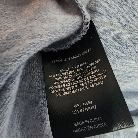 NWT 32 DEGREES COOL Solid Blue Fleece Lined Pullover Dress Womens Size S Small - Picture 7 of 8